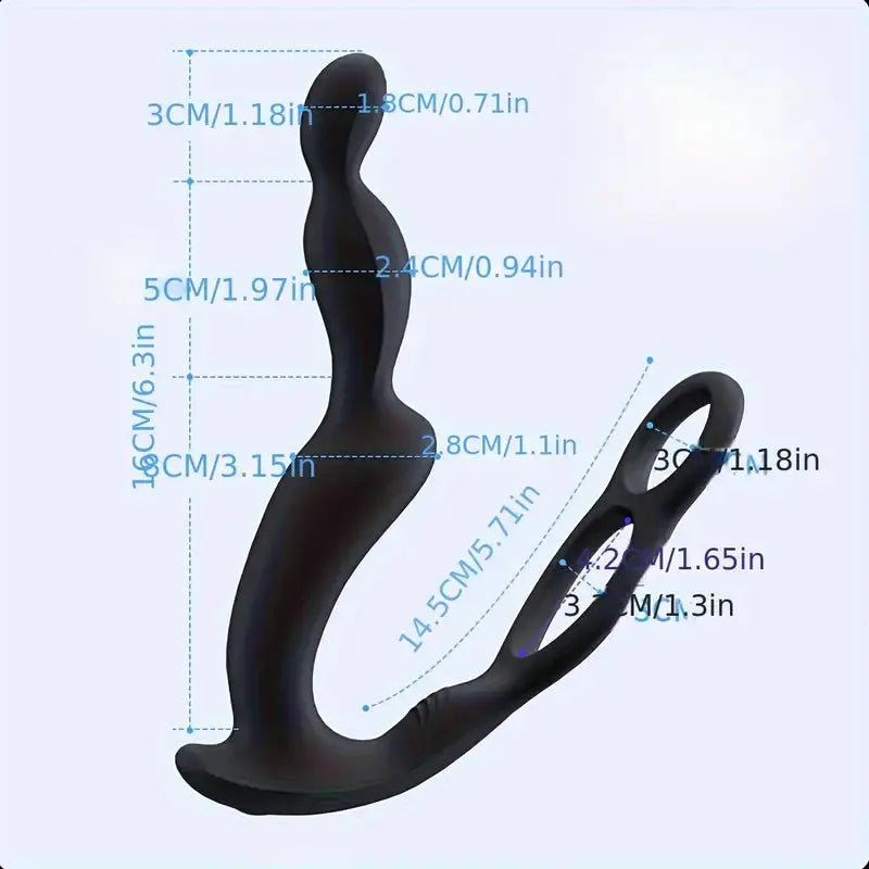 Vibrator With Double Penis Ring Prostate Pubic Double Point Straight Intestine Massager Anal Plug Sweetstoy