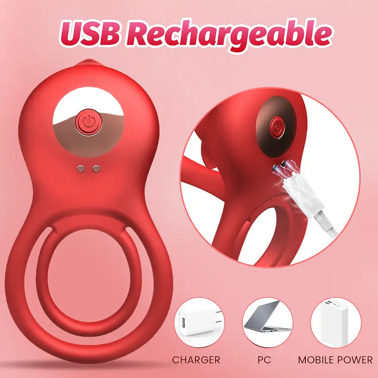 Vibrating penis ring for couples remote control dual-motor with rose clitoral simulator Sweetstoy