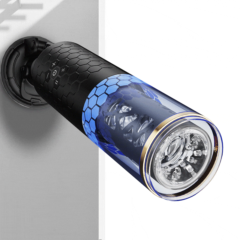 Oral Massage Vibration Masturbation Cup 6 Rotating & Telescoping - Blue Whirlwind