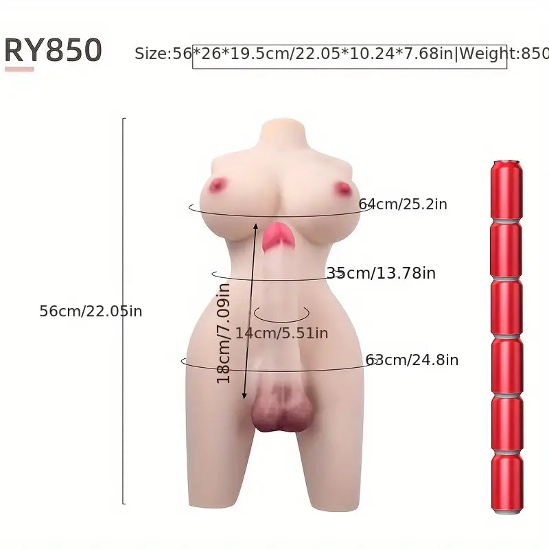 Unisex With Huge Dildo Erotic Sex Toy Pocket Sex Doll Sex Torso With Big Boob