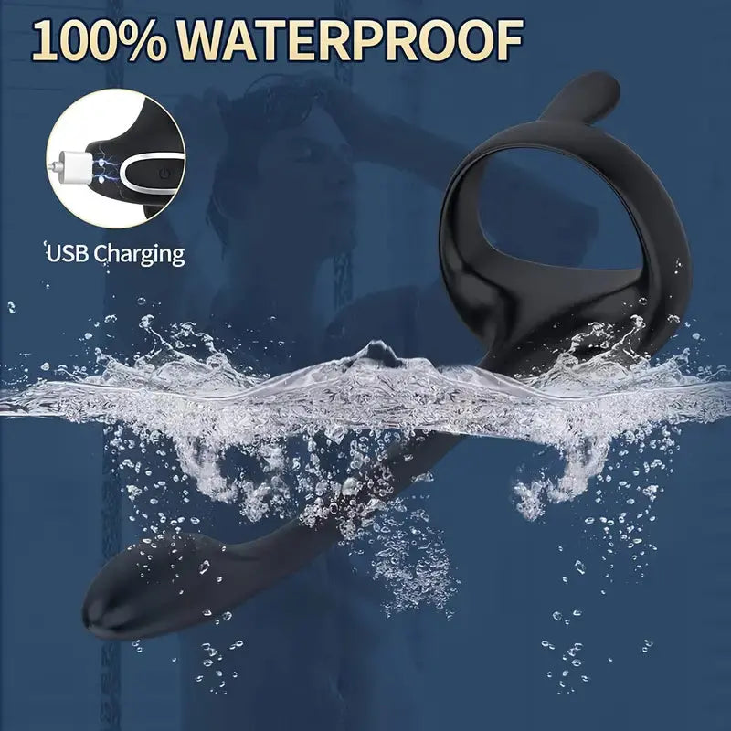Vibrating Cock Ring Taint Stimulator With Double Bullet, Remote Control Anal Butt Plug Prostate Massager Penis Ring Male Vibrators Sweetstoy