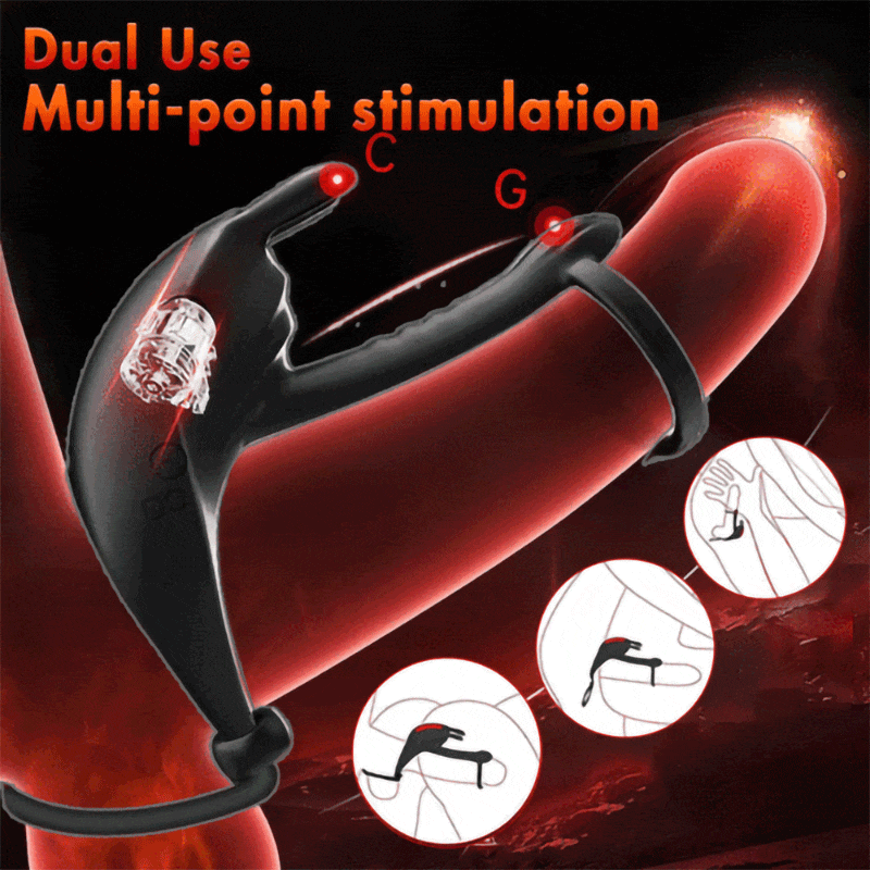 Adjustable Vibrating Dual Penis Ring Couples Shared Erection Rabbit Vibration Sweetstoy