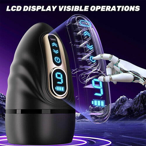 Caleb Night Queen - Heating Masturbation Cup with LCD Lips & 9 Vibrating Modes