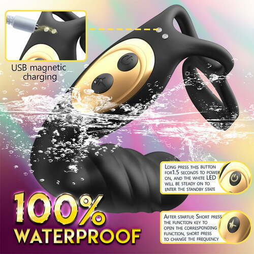 Male Prostate Massager with Dual Cock Ring: 7 Pulsing & 12 Vibrating Modes