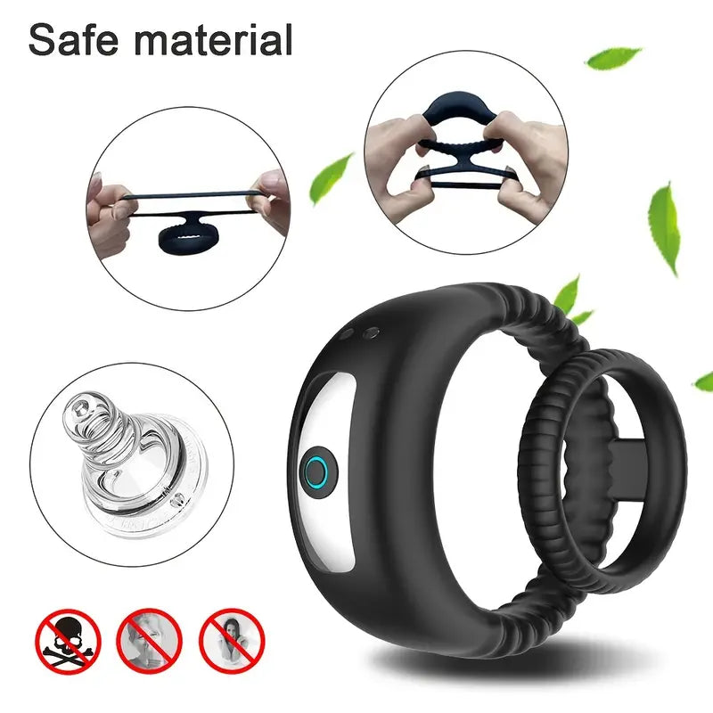 Silicone vibration lock semen ring massage ring diamond ring double ring Sweetstoy
