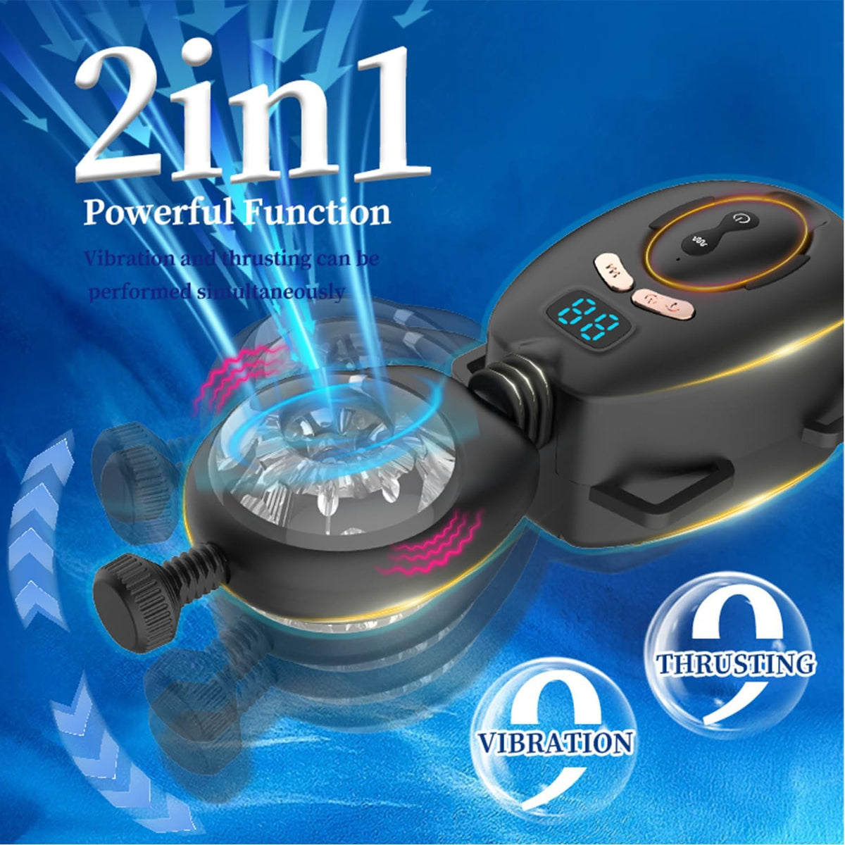 Wearable stroker media showing vibration and stroking operating together