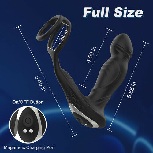 Asura - Prostate Massager with Dual Cock Rings Vibrating & Wiggling & Thrusting