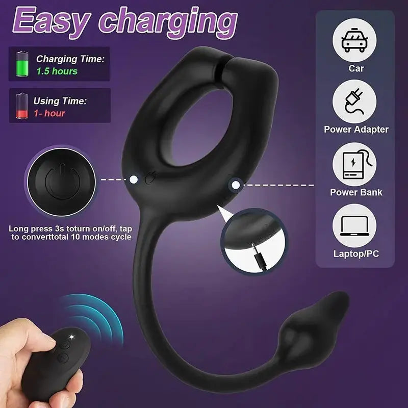 Cock Ring Butt Plug Male Prostate Massager Toys For Men Sweetstoy