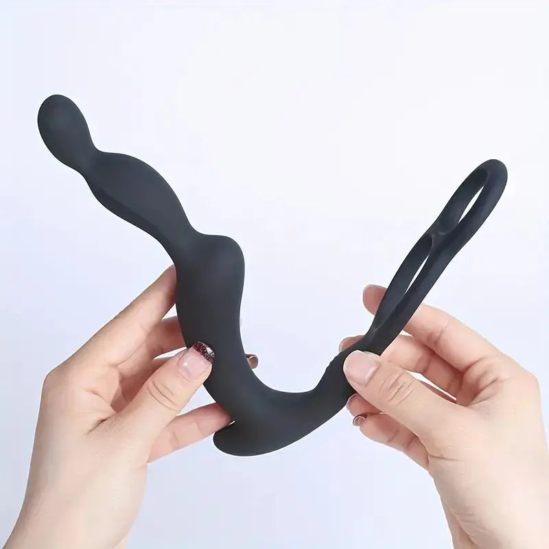 Vibrator With Double Penis Ring Prostate Pubic Double Point Straight Intestine Massager Anal Plug Sweetstoy
