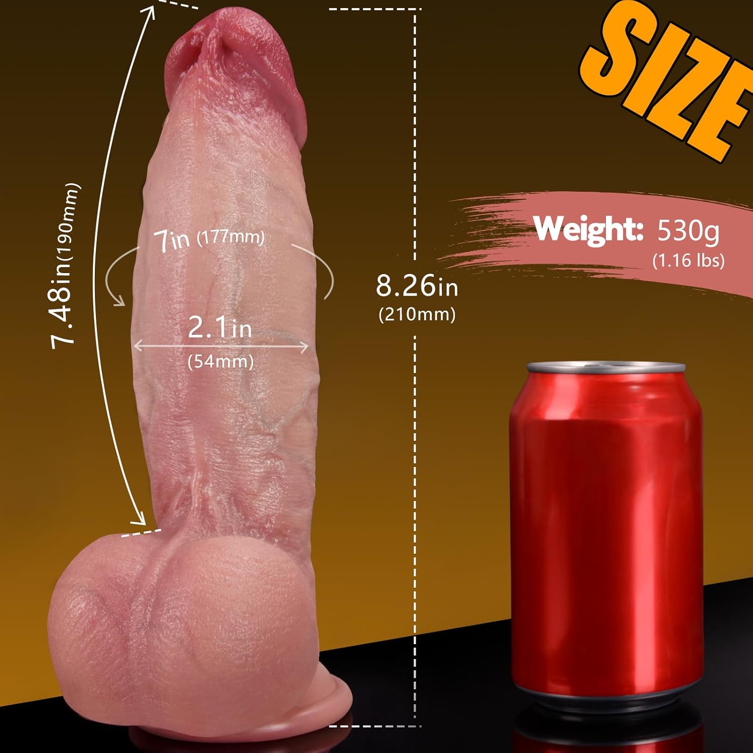 Titan D7 7-Inch Girth Dual-Density Silicone with Strong Suction Cup