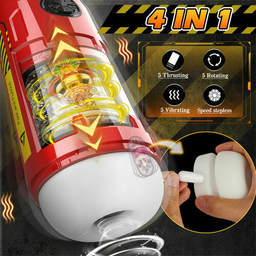 Stepless Adjusting Thrusting Rotating Male Masturbator with Visible Channel Sweetstoy