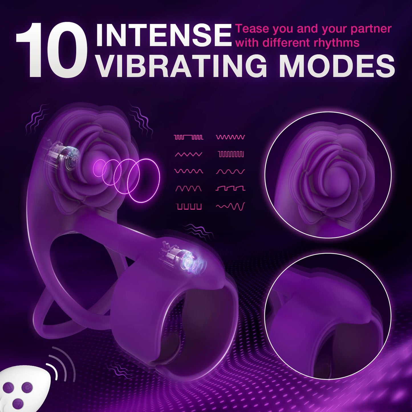 ST-CR-RV10 rose vibrating ring with ten vibration patterns