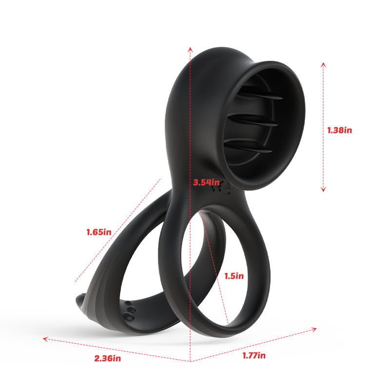 7-Mode Vibration & 3 Stimulating Tongue Double Cock Ring for Couple Play Sweetstoy
