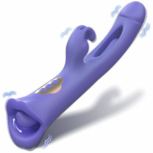 Clit Nipple Anal Stimulation Rabbit Licking Vibrating Flapping 4 IN 1 Stimulator Sweetstoy