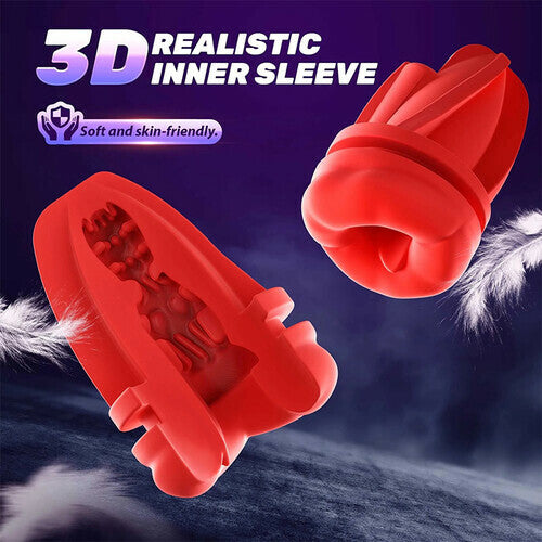 Caleb Night Queen - Heating Masturbation Cup with LCD Lips & 9 Vibrating Modes