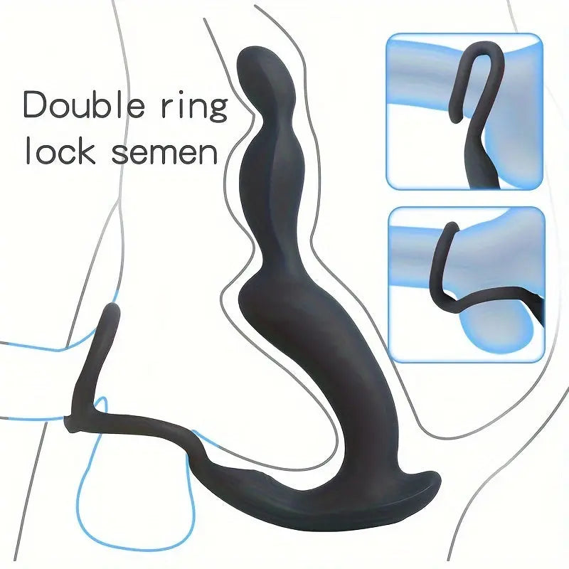 Vibrator With Double Penis Ring Prostate Pubic Double Point Straight Intestine Massager Anal Plug Sweetstoy