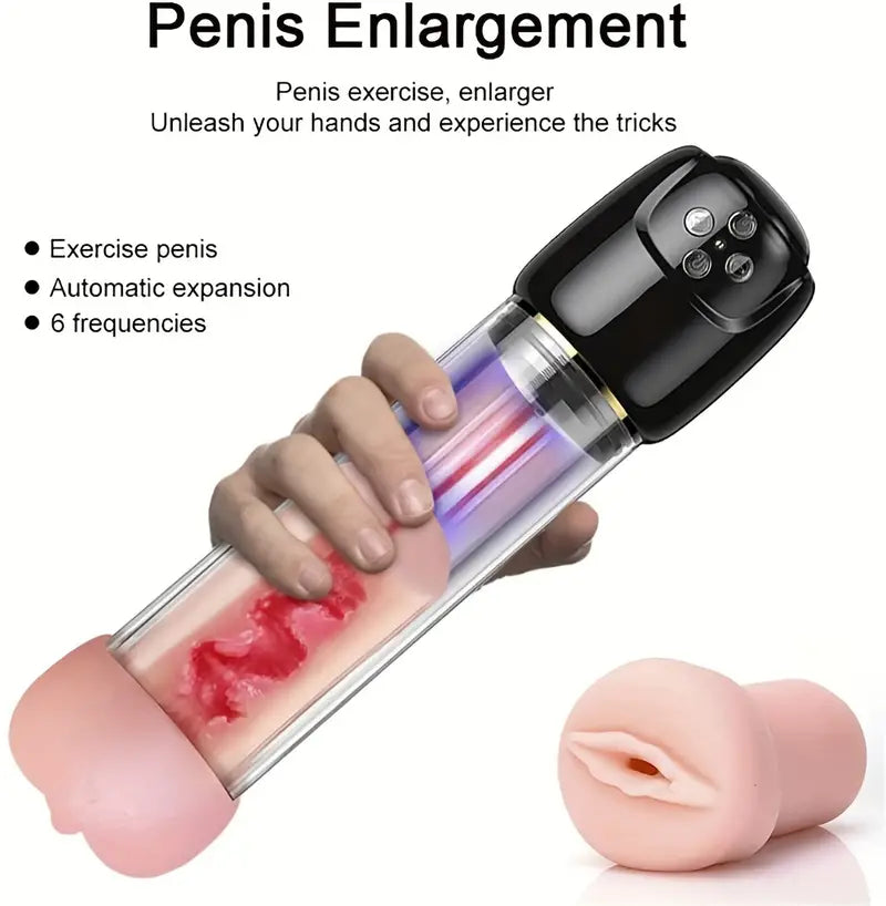Sucking Intensities with Pocket Pussy, Penis Enlargement Extend Pump