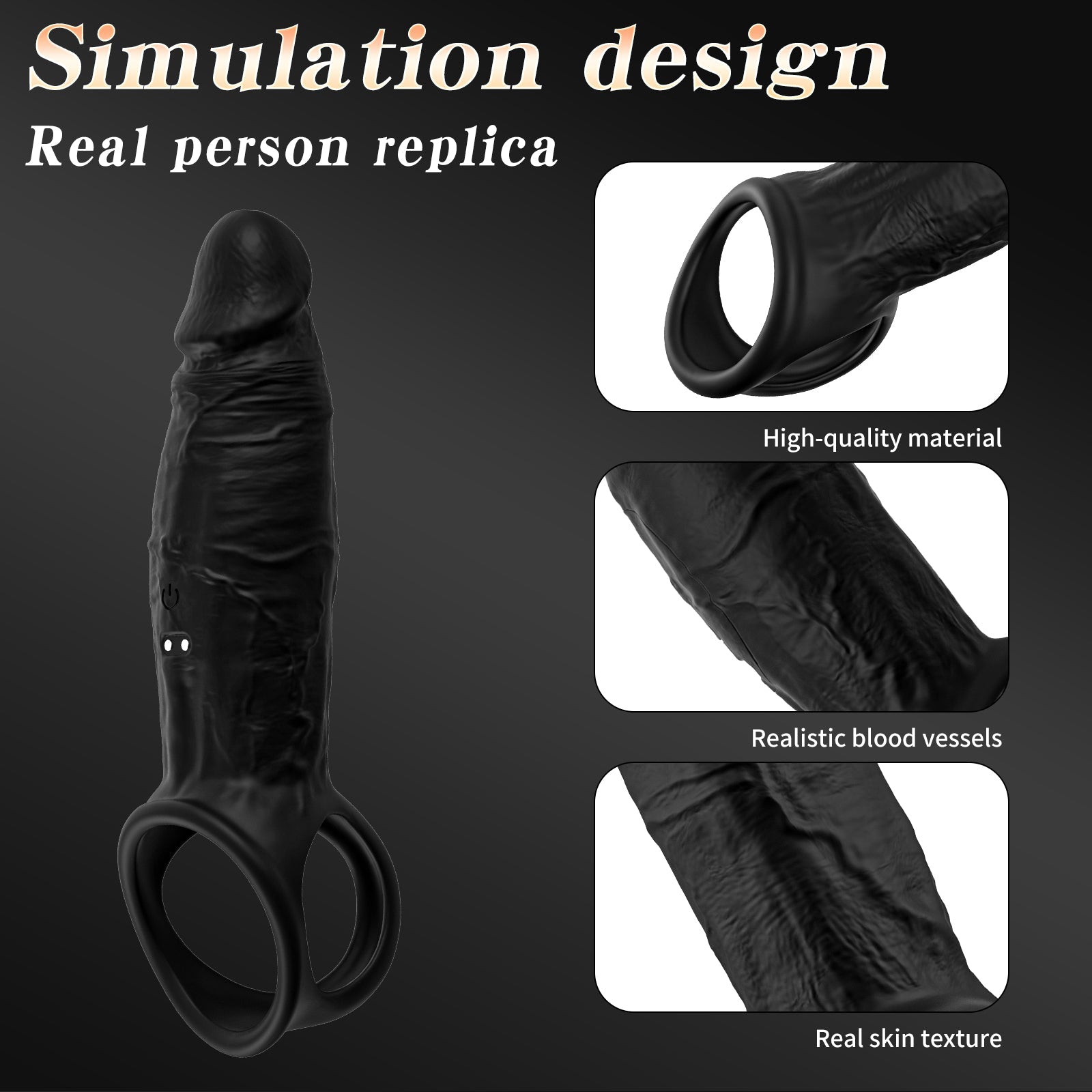 App-Controlled Vibrating Black Penis Sleeve & Cock Ring β Comfortable Fit, Locked-In Pleasure
