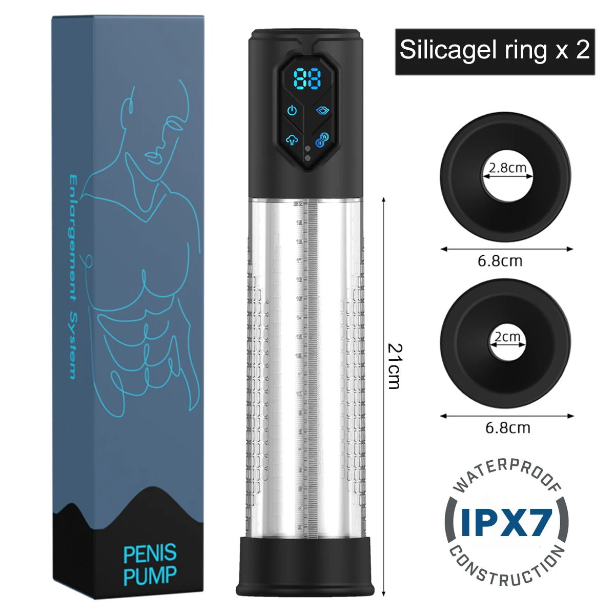 Electric Penis Pump for Enlargement Man 4 Suction Levels & 2 Silicone Sleeves