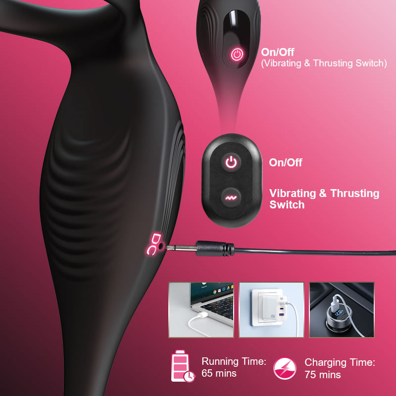 Ethan - Thrusting & Vibrating Prostate Massager with Cock Ring Sweetstoy