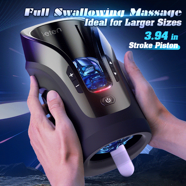 Leten Cannon King Mini 3D Fleshy Telescopic Vibrating Automatic Male Masturbator Blowjob Stroker