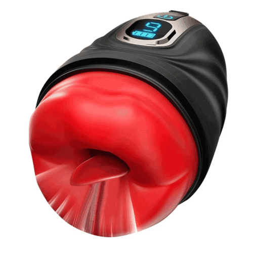 Caleb Night Queen - Heating Masturbation Cup with LCD Lips & 9 Vibrating Modes