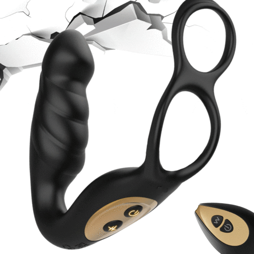 Male Prostate Massager with Dual Cock Ring: 7 Pulsing & 12 Vibrating Modes