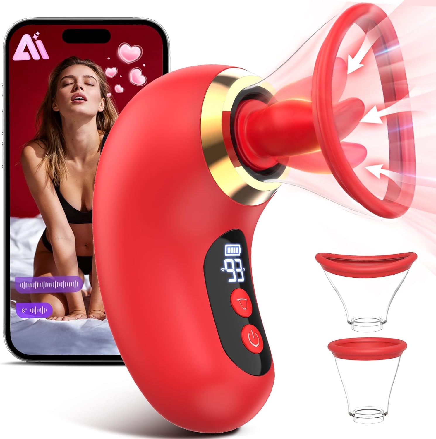 5-in-1 Rose Vibrator with Suction & Tongue Motion – LCD Display Personal Massager