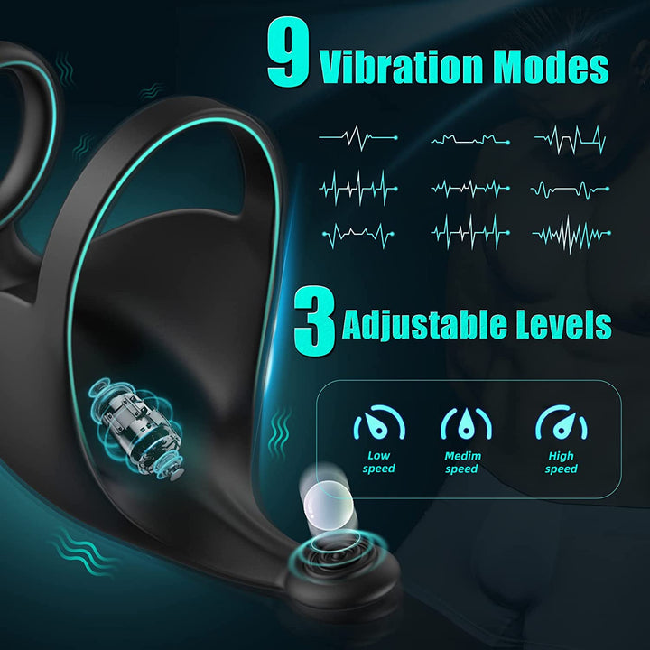 3 in 1 Vibrating Wrapped Scrotum Cock Ring Sweetstoy