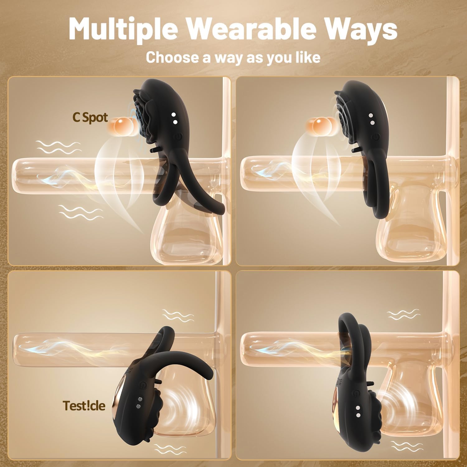 Rose Clitoral Vibrating Cock Ring – 8 Modes Silicone Penis Ring with Remote for Couples