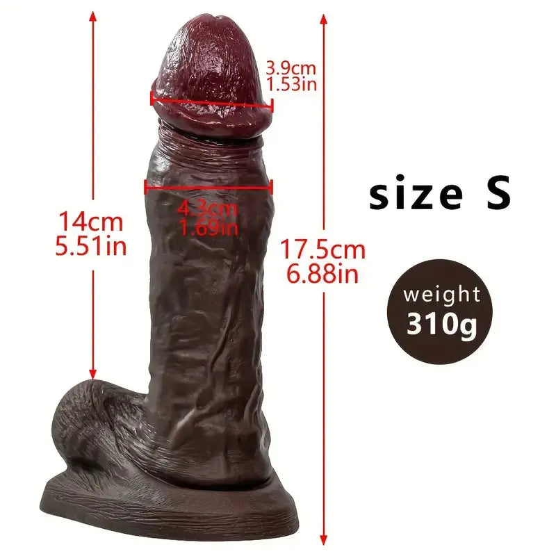Huge Dildo Black Penis, Multiple Sizes, Large Suction Cup, Ultra-soft, Ultra-stable Liquid Silicone Safe Sweetstoy