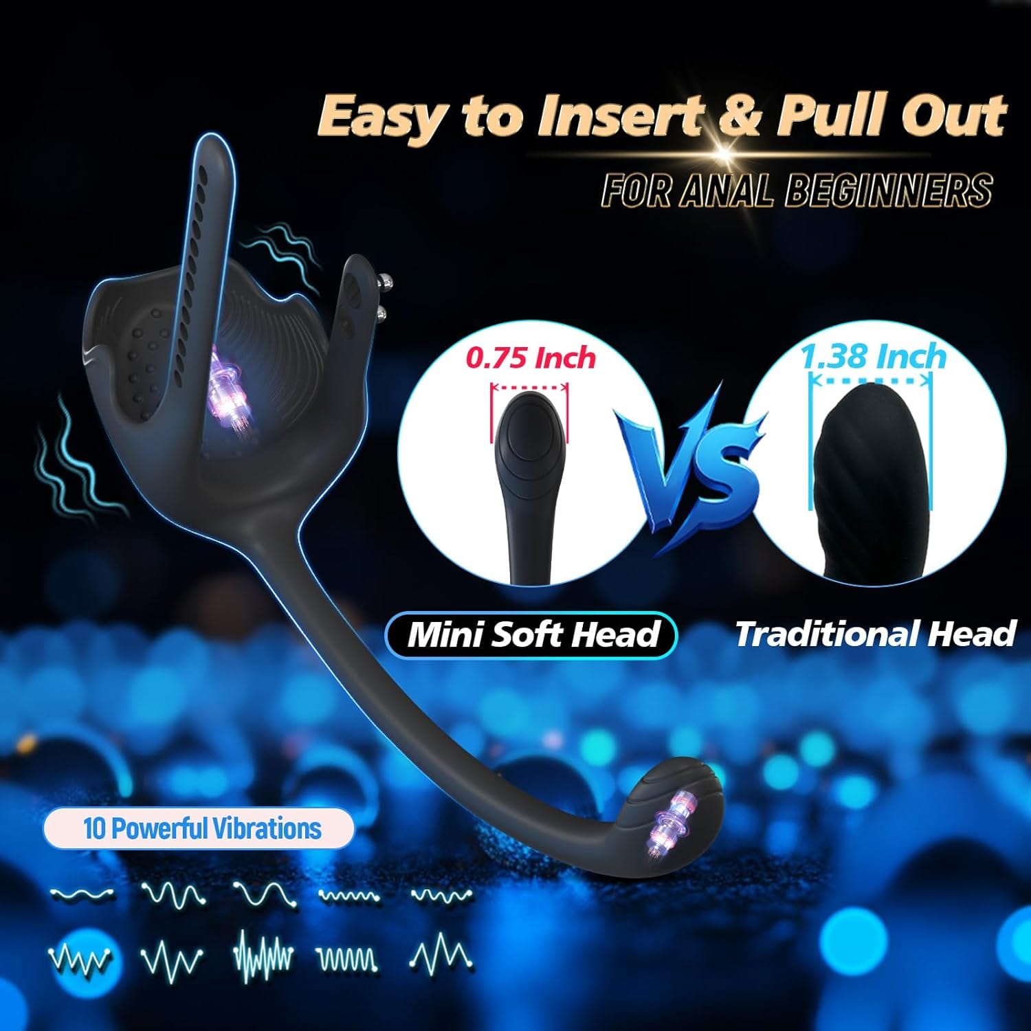 3-in-1 Dual-Head Vibrator with Adjustable Cock Ring & Anal Plug – Full-Body Unisex Pleasure Toy