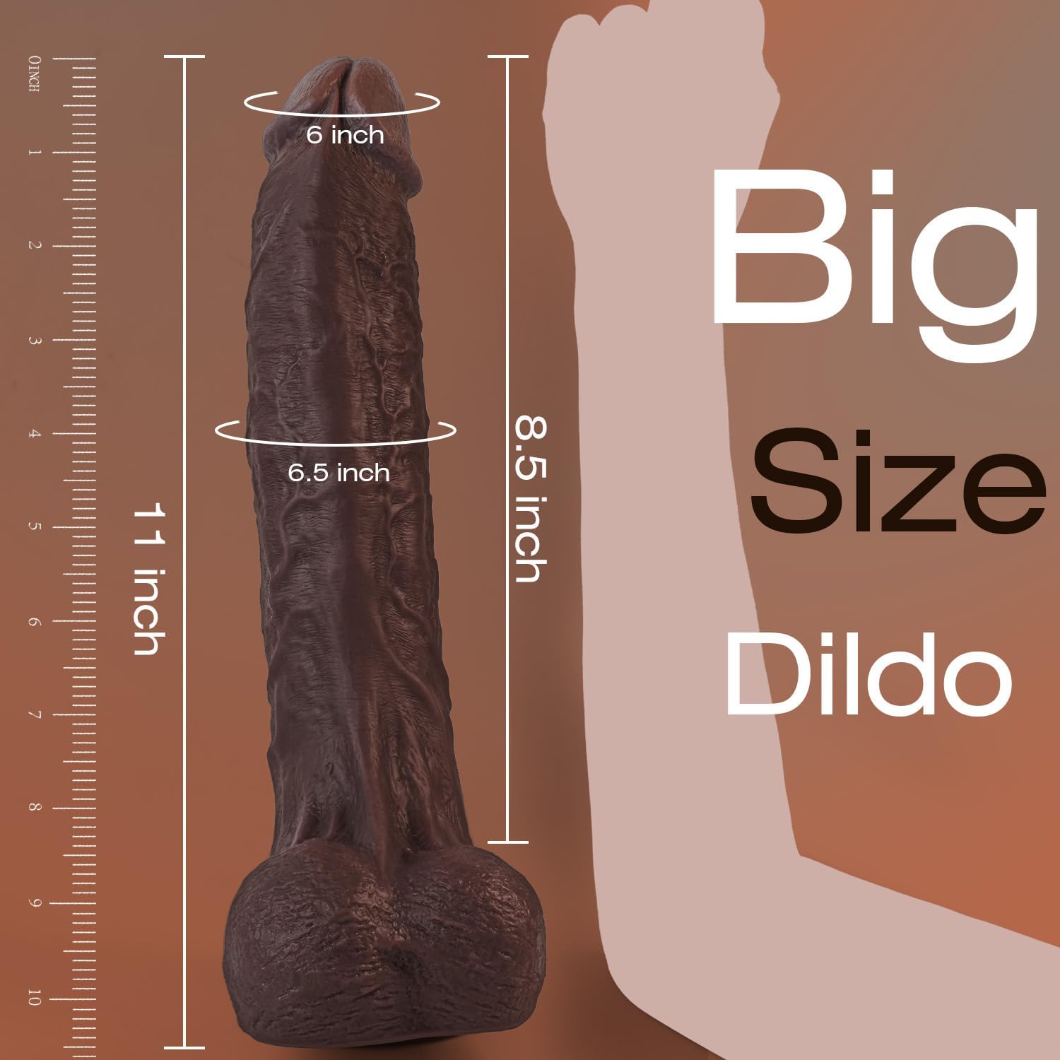 Realistic 11" Black Dildo – Huge, Thick & Perfect for Vaginal or Anal Play