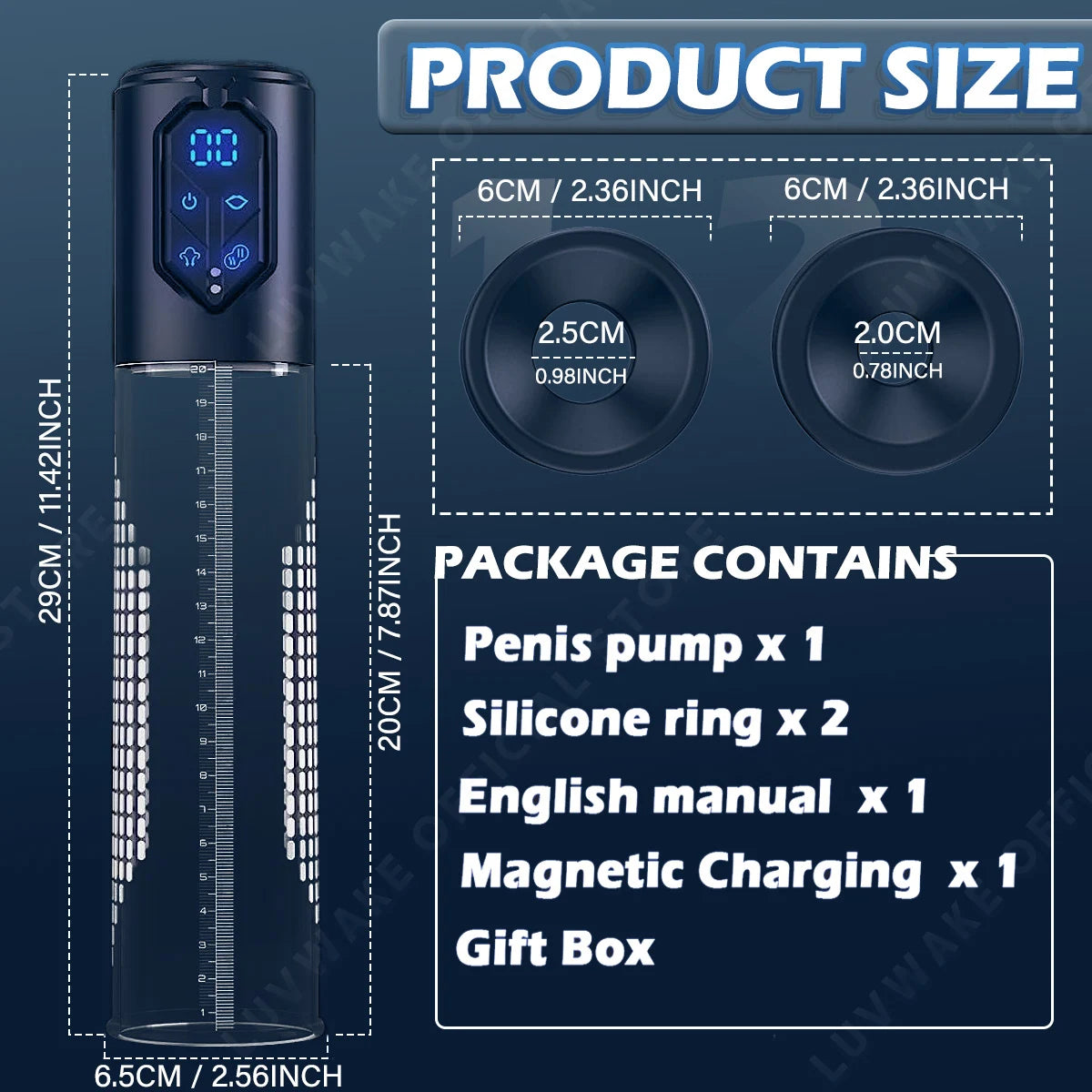 Electric Penis Pump for Enlargement Man 4 Suction Levels & 2 Silicone Sleeves
