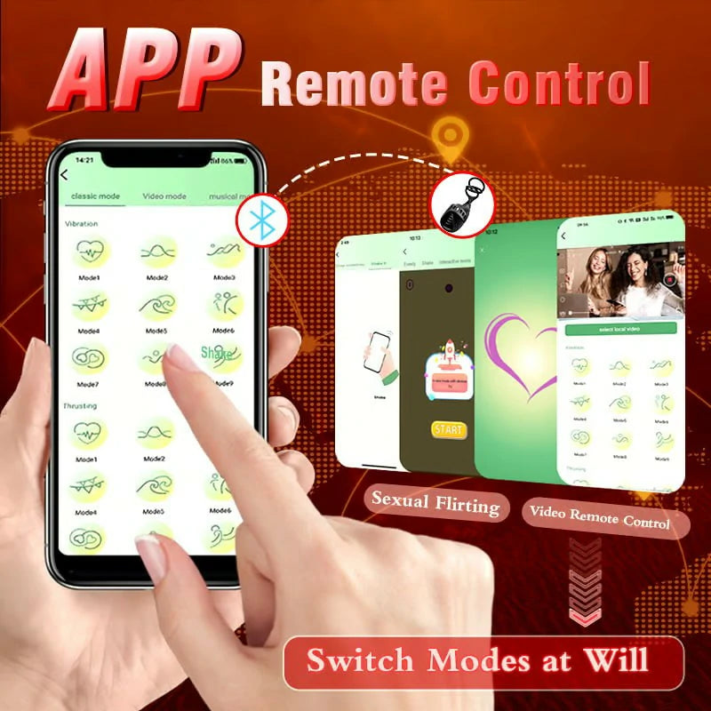 APP Control Glans Stimulate Penis Massage Adult Toys with Dual Penis Rings