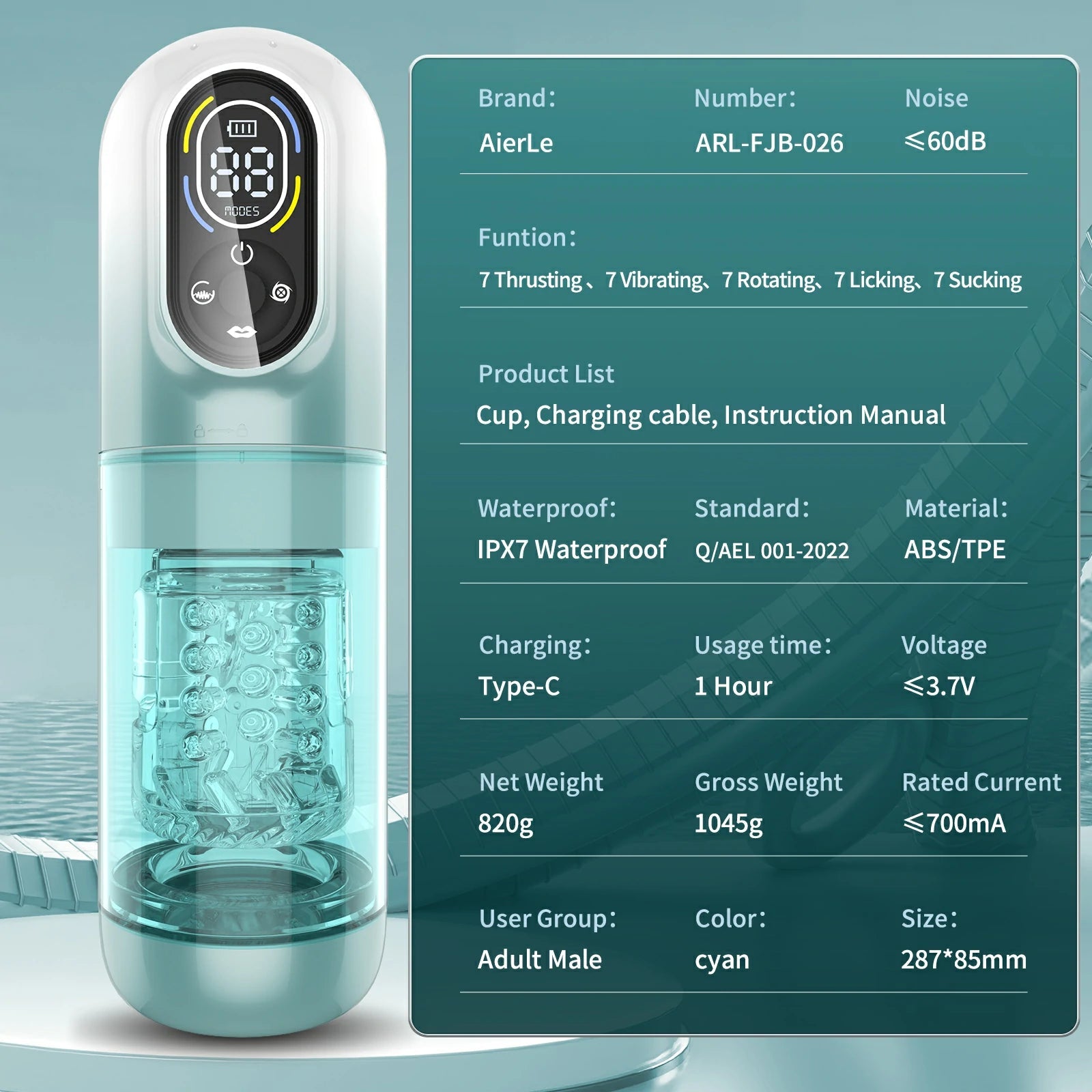 BOLEpro 7-Mode Automatic Male Masturbator with Rotating & Sucking Action