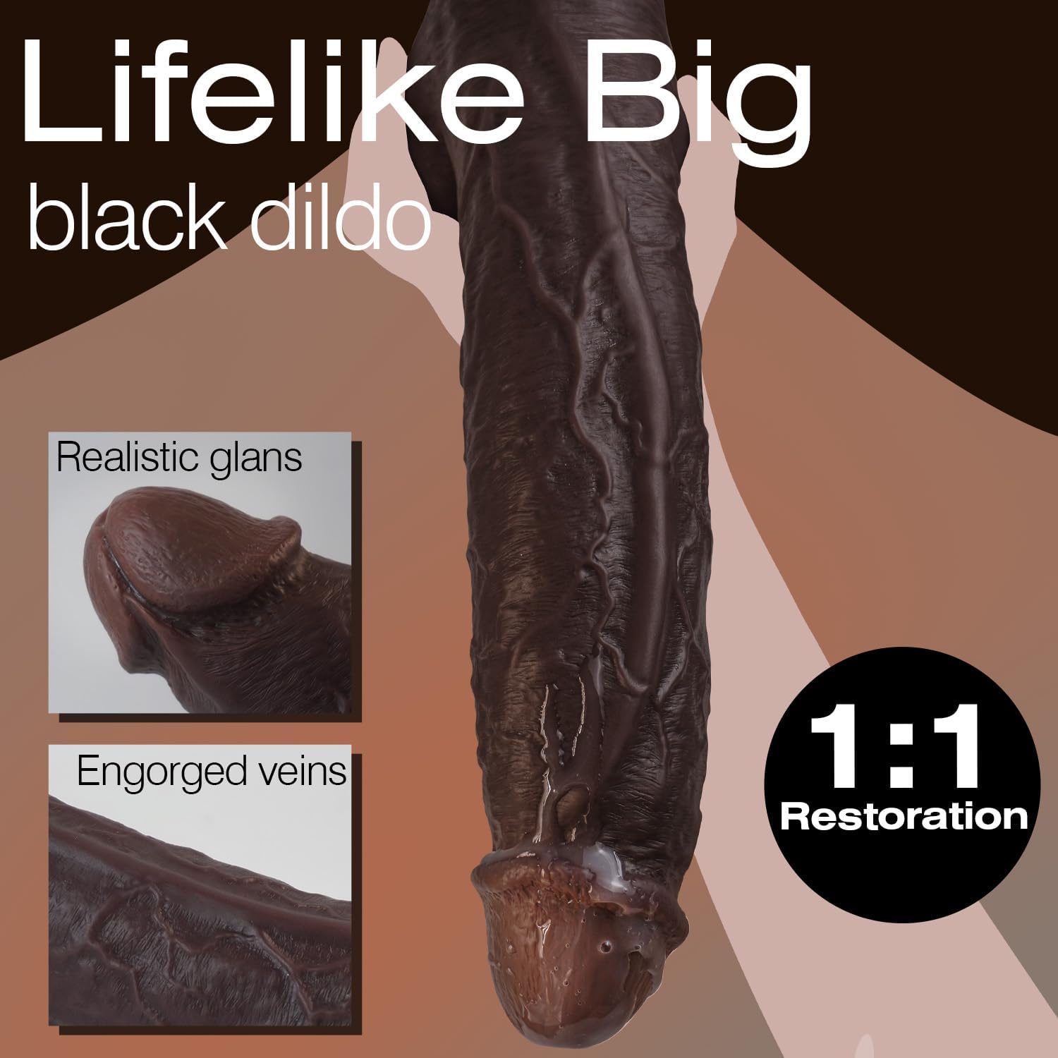 Realistic 11" Black Dildo – Huge, Thick & Perfect for Vaginal or Anal Play
