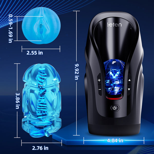 Leten Cannon King Mini 3D Fleshy Telescopic Vibrating Automatic Male Masturbator Blowjob Stroker