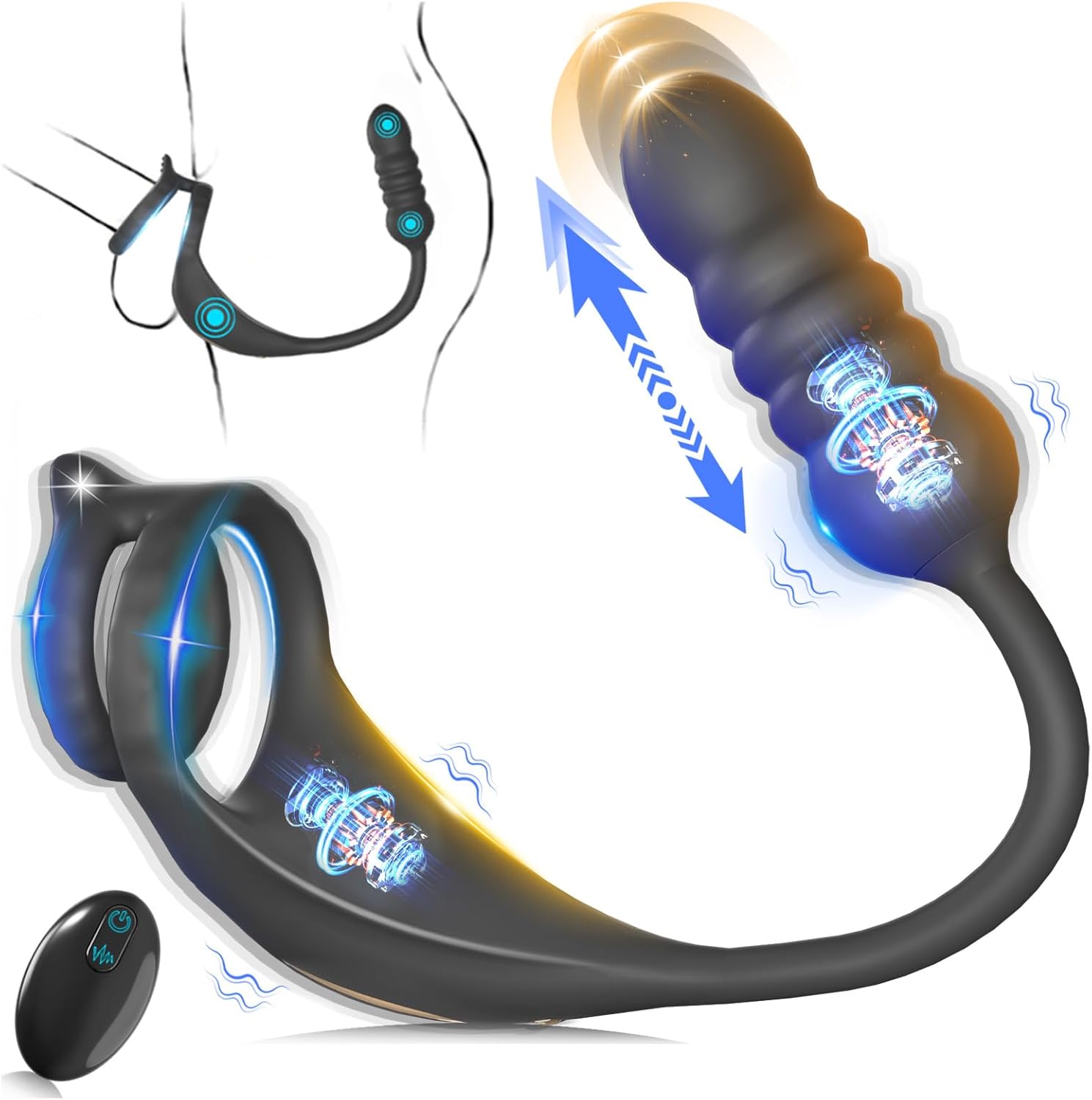 MXUXEN Thrusting Prostate Massager – Remote Control Vibrating Ring & Taint Stimulator