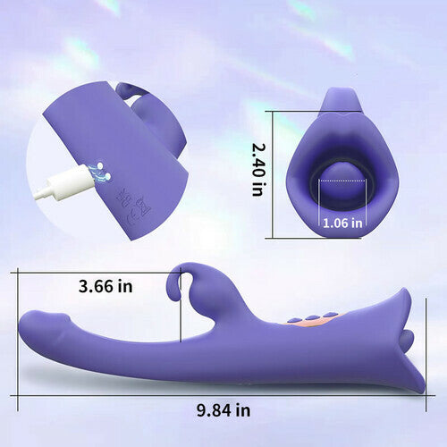 Clit Nipple Anal Stimulation Rabbit Licking Vibrating Flapping 4 IN 1 Stimulator Sweetstoy
