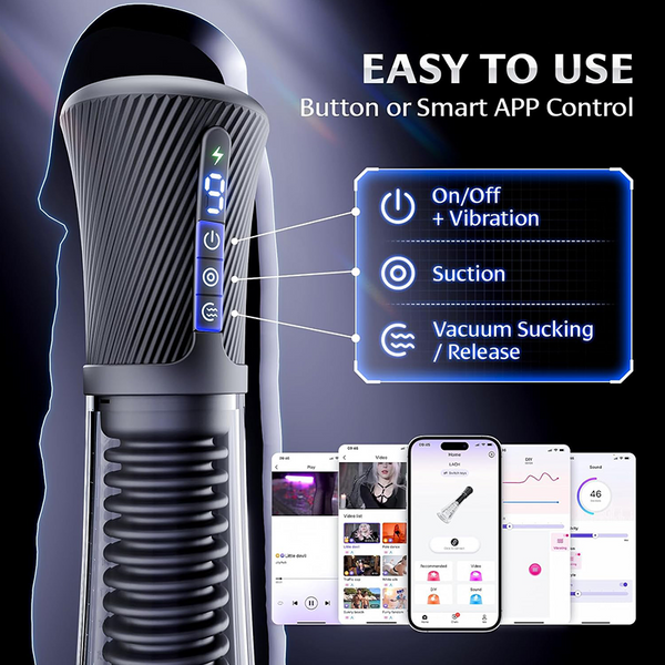 Clear Male Visual Penis Enlargement Pump APP Controlled 9 Vibrating & 5 Sucking Modes