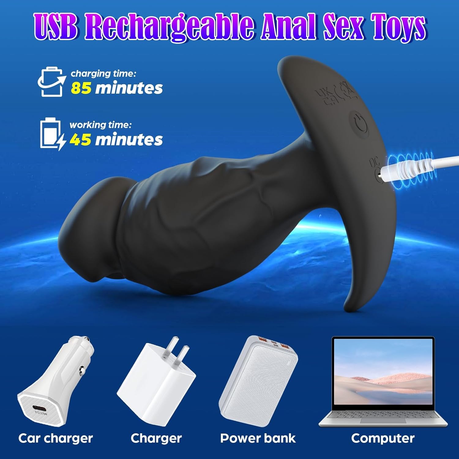 Mtsige 360° Rotating & Vibrating Anal Plug – 10-Mode Silicone Prostate Massager for Men & Women