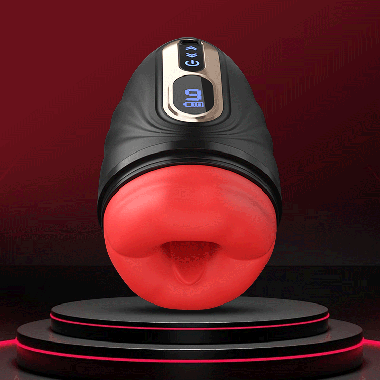 Caleb Night Queen - Heating Masturbation Cup with LCD Lips & 9 Vibrating Modes