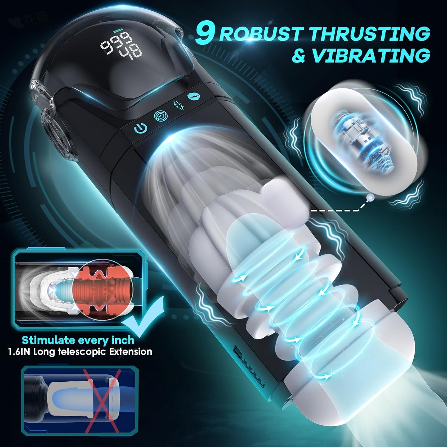 App-Controlled Male Masturbator with Penis Pump, 9 Suction, Thrusting & Vibration Modes