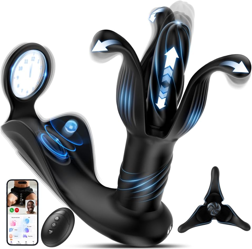 BEISAR Vibrating Prostate Massager with Thrusting Motion, Cock Ring & 9 Stimulation Modes
