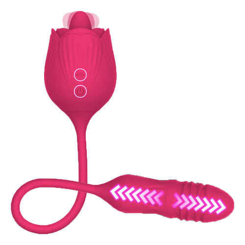 Rose Tongue Licking Vibrating Dildo Double-headed Erotic Vibrator Masturbation Stick G-spot Orgasm