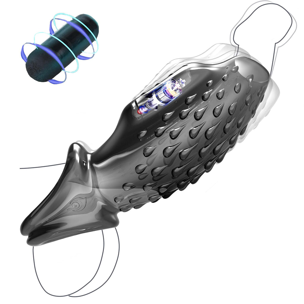 Vibrating Penis Sleeve with Dual Penis Rings Adult Male Sex Toy None