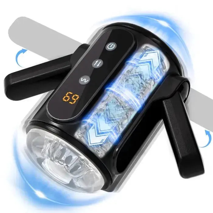 XV1 Handheld Masturbator 6 Vibrating Thrusting 3 Speeds Double Insertable Sweetstoy