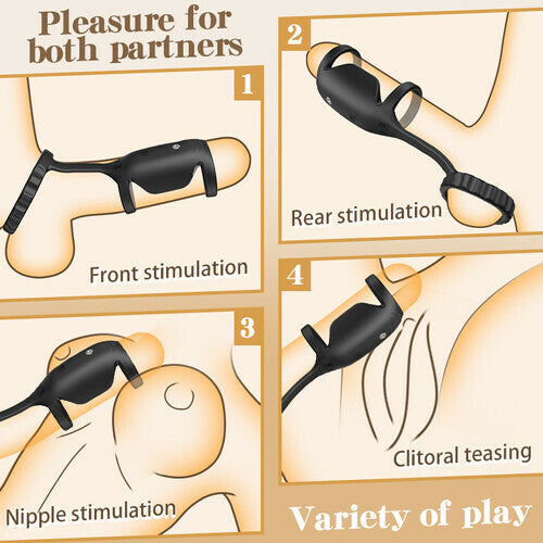 Triple Ring 10 Vibration Couples Use Silicone Material Vibrating Cock Ring Sweetstoy