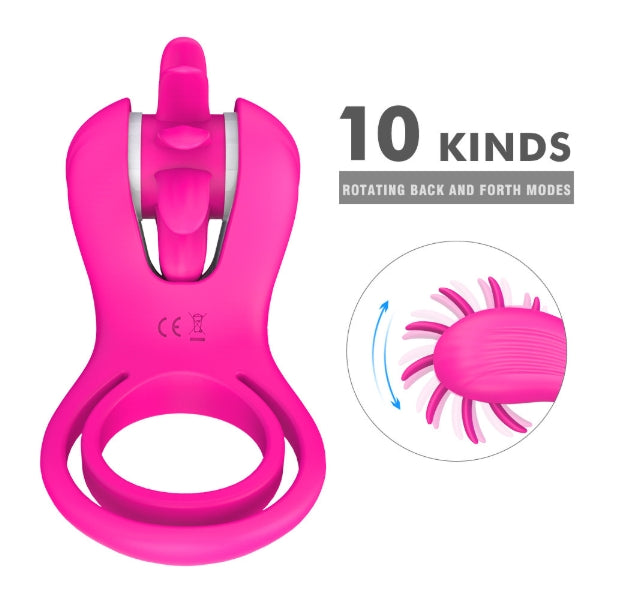 Roxy - Licking Sex Toy & Vibrating Dual Penis Ring